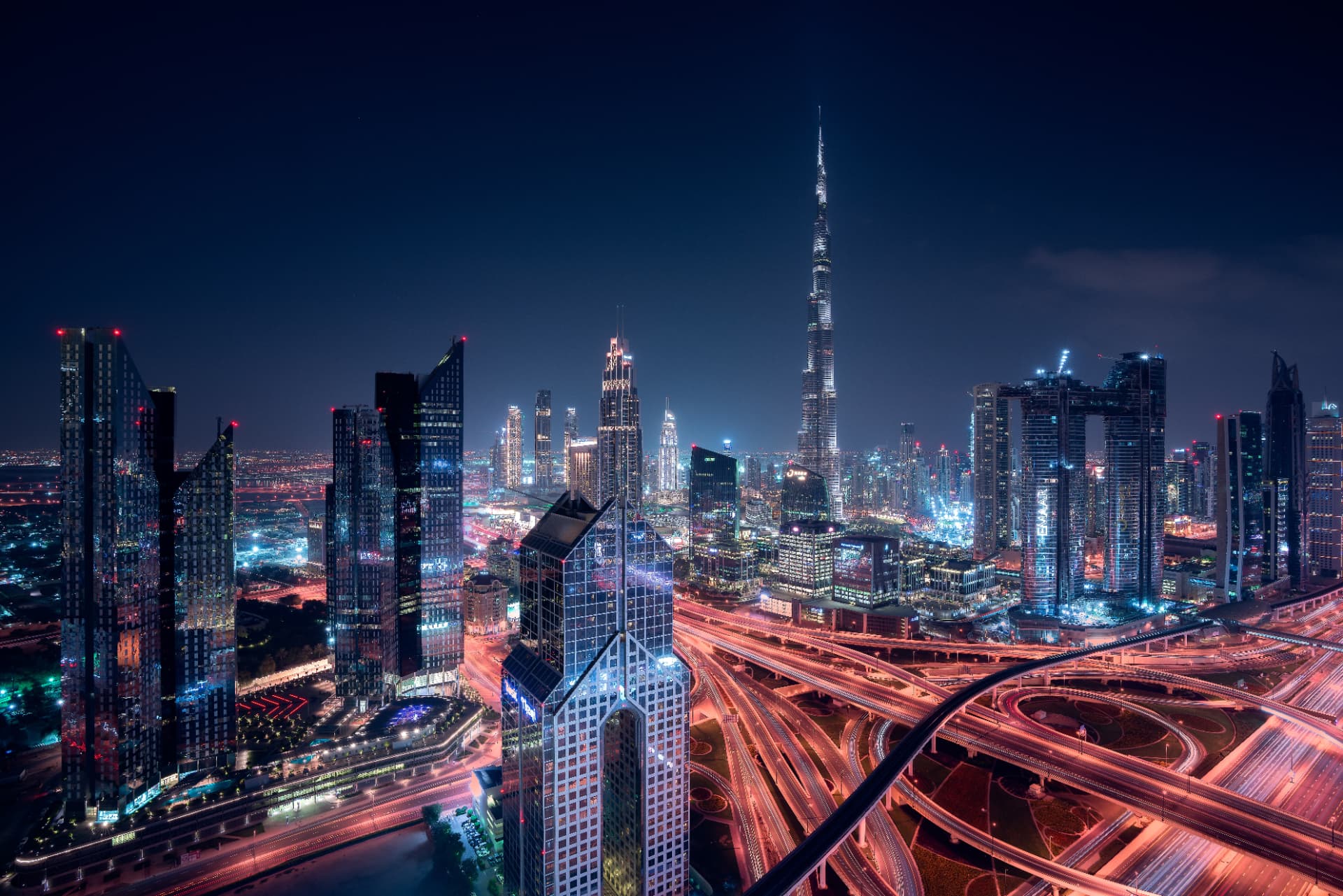 Dubai skyline at night
